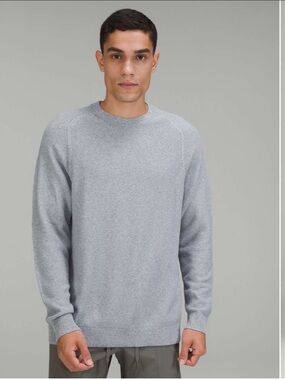 Lululemon Athletica Textured Knit Crewneck Sweater Heathered Gull Grey XXL